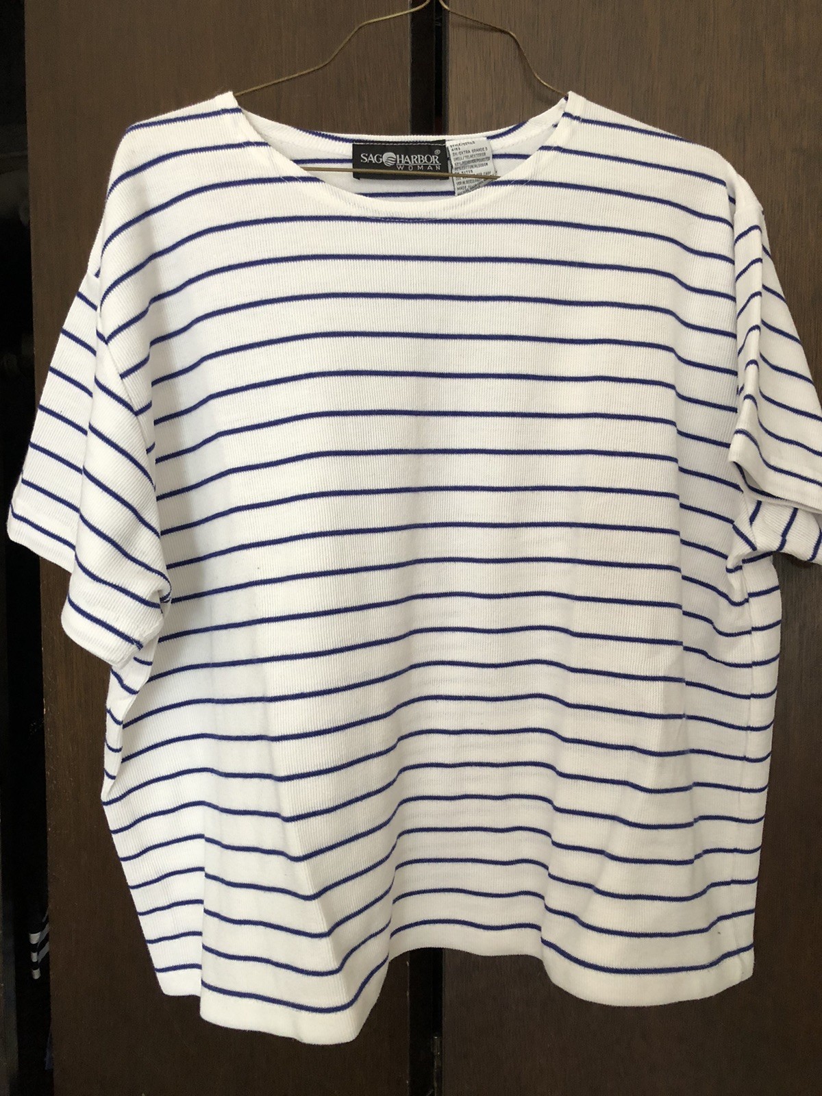 Women’s Plus Size 3X Short Sleeve Poly Cotton Striped Top 27” Chest 25” Long