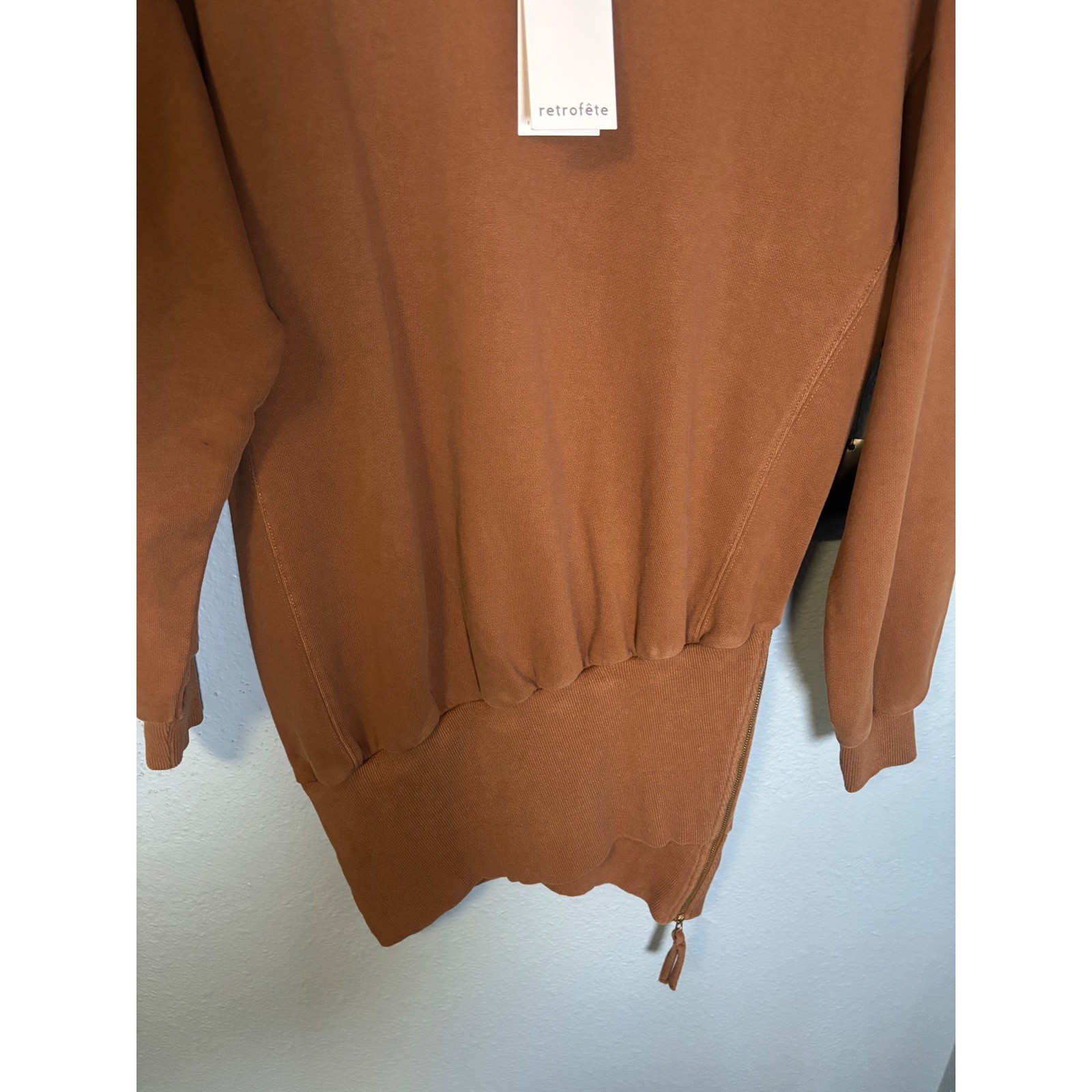 NWT Retrofete Nova Sweater Mini Dress Glazed Ginger Brown Size XS