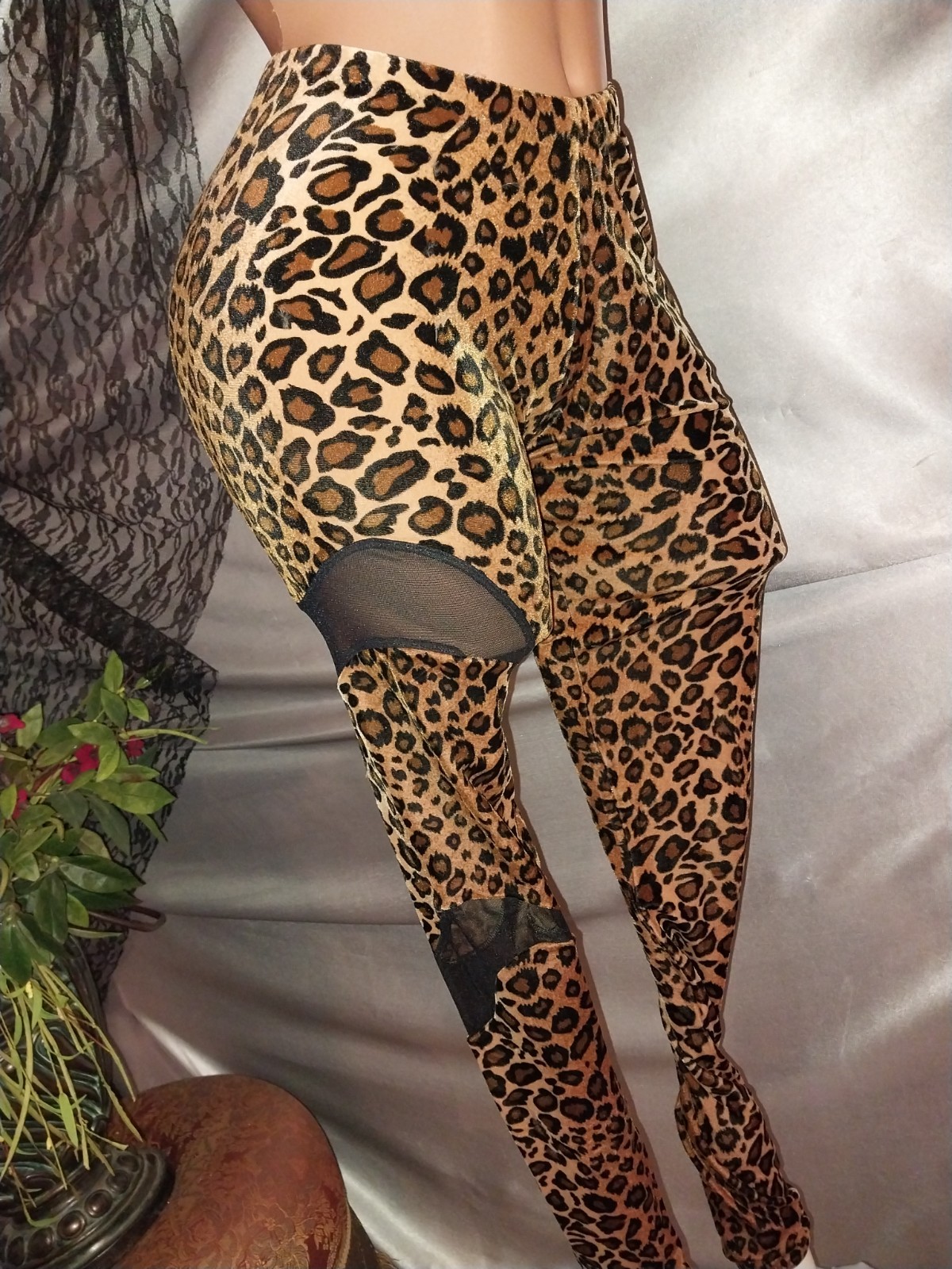 VTG 80S CAT PANTS OPAQUE INSERTS SHEER SPANDEX SKINNY LEG SCARCE S M L NOS