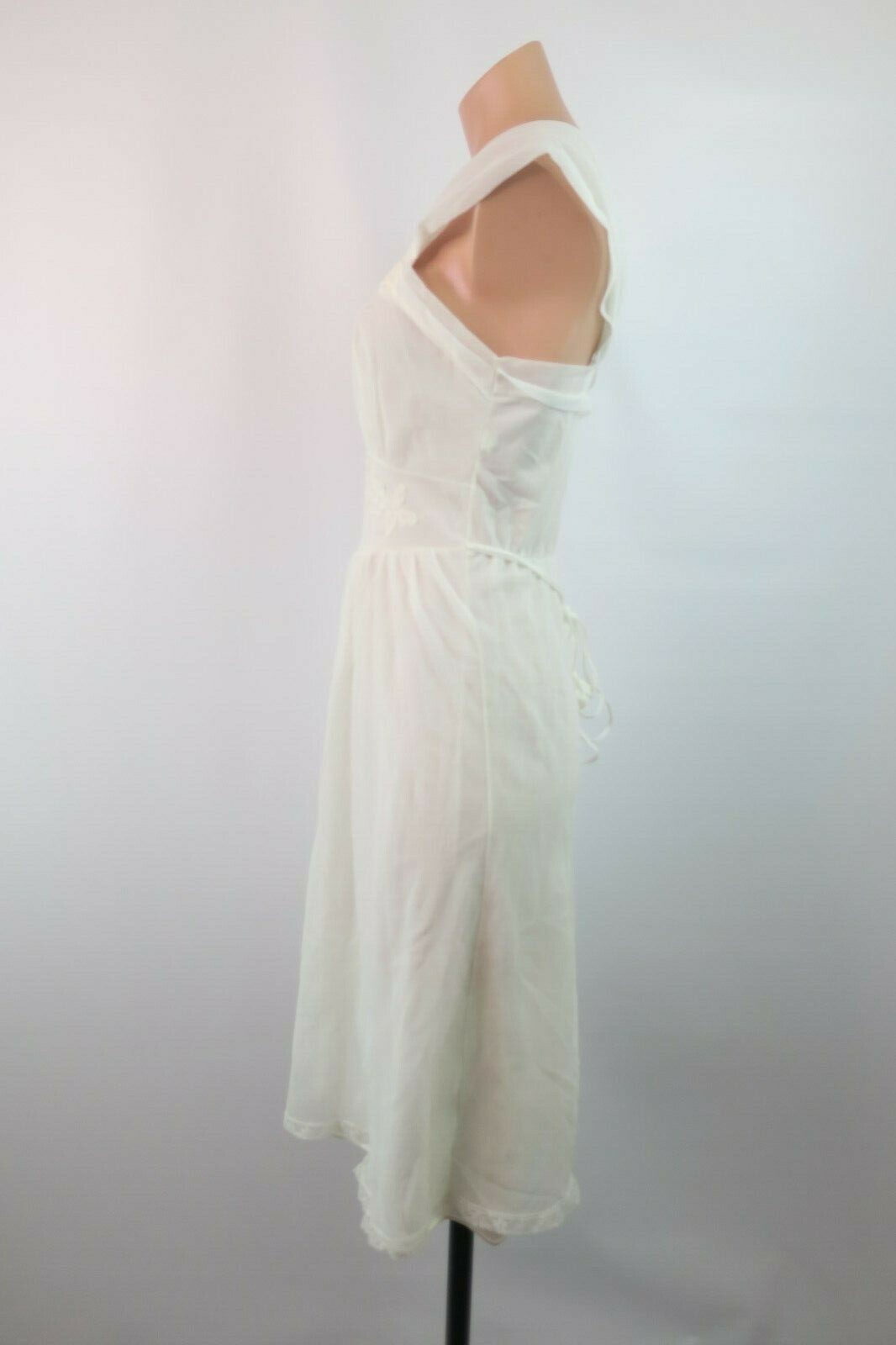 VTG 70s MISTEE Slip sz 4/34 Double Layer Chiffon Lace Empire Waist Bridal Gown