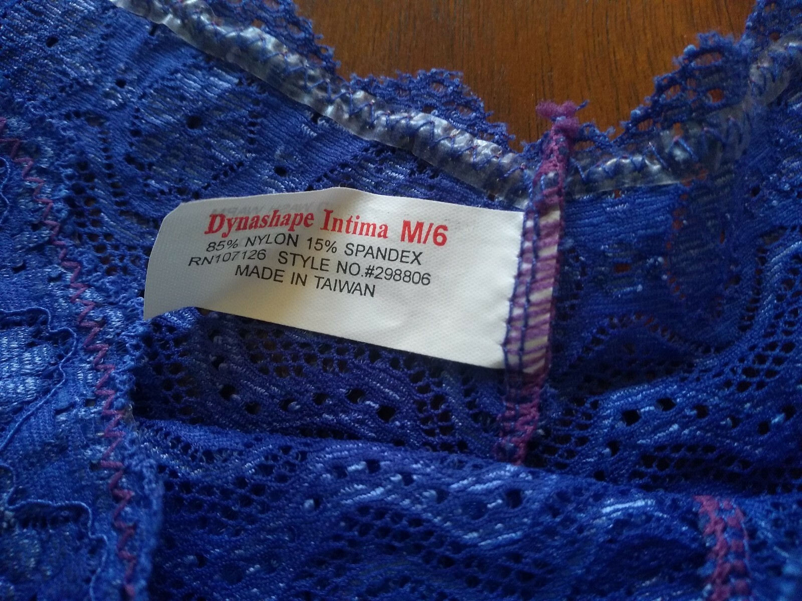 Vintage Dynashape Red Beige Blue Lace Short Hi Cut Panties Size Medium 6
