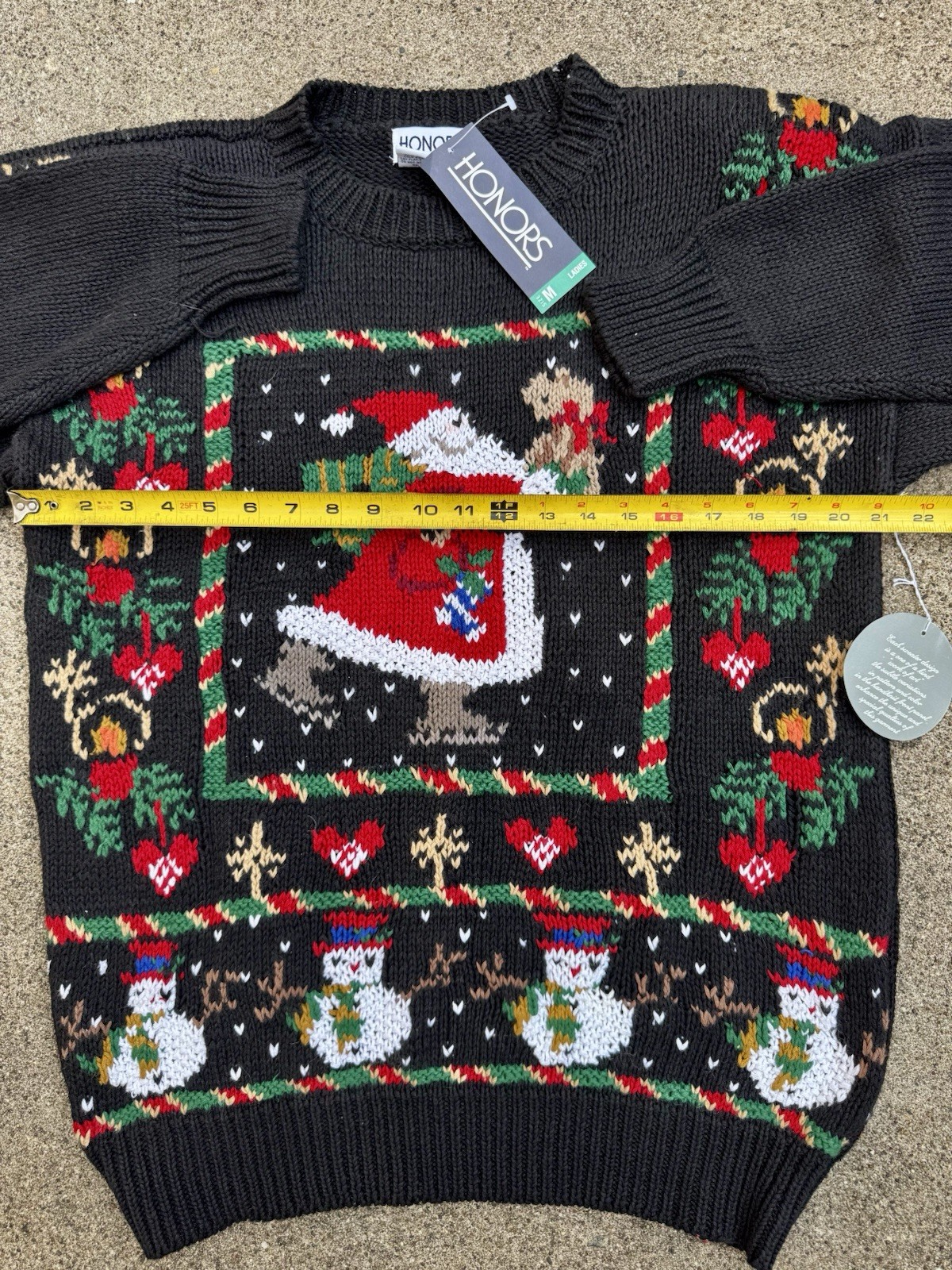 Vintage NWT 90s Womans Honors Knitted Christmas Sweater Cotton Blend Size Medium
