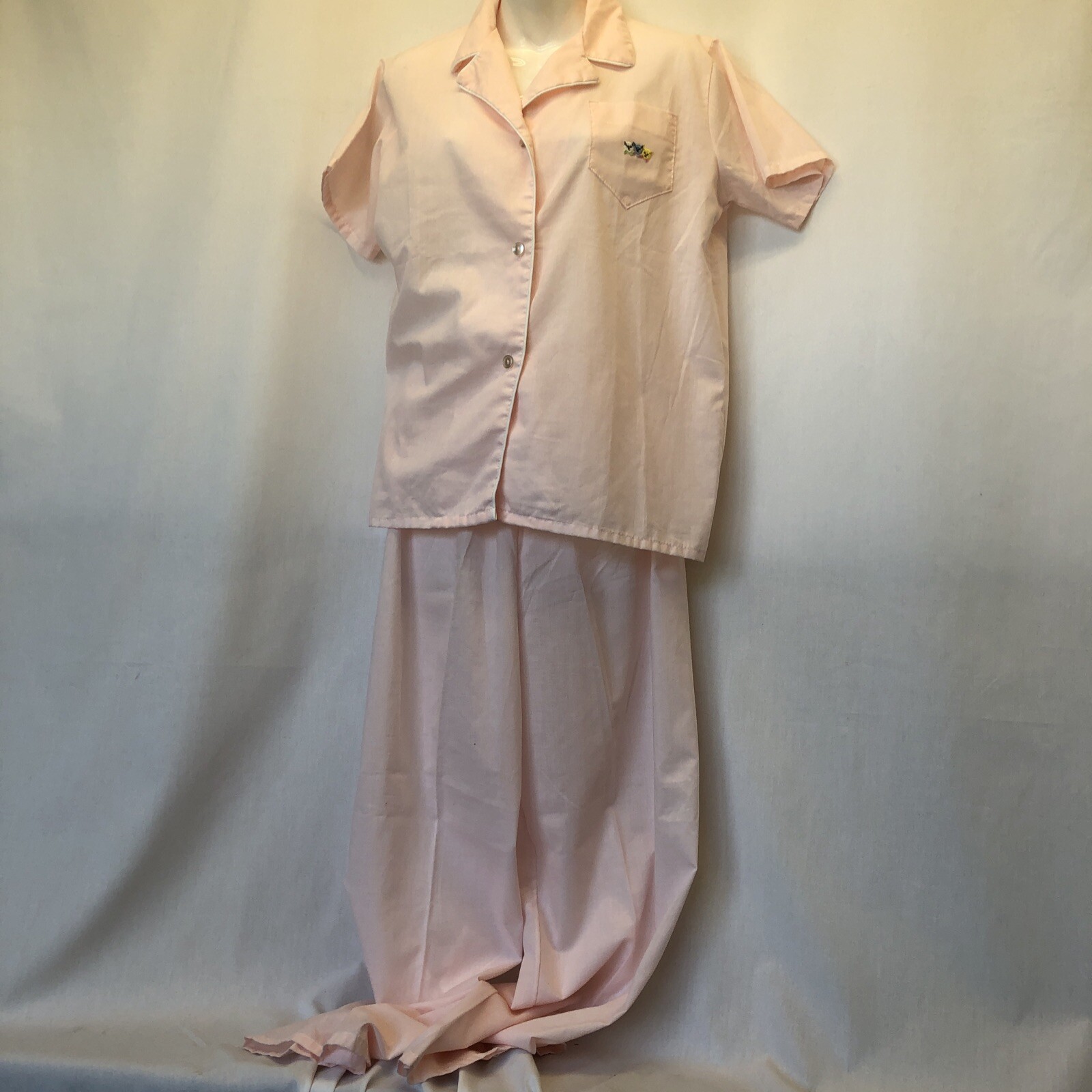 Vintage Katz Pink Cotton Blend Pajamas PJ’s 3 kitten pocket 2 Piece