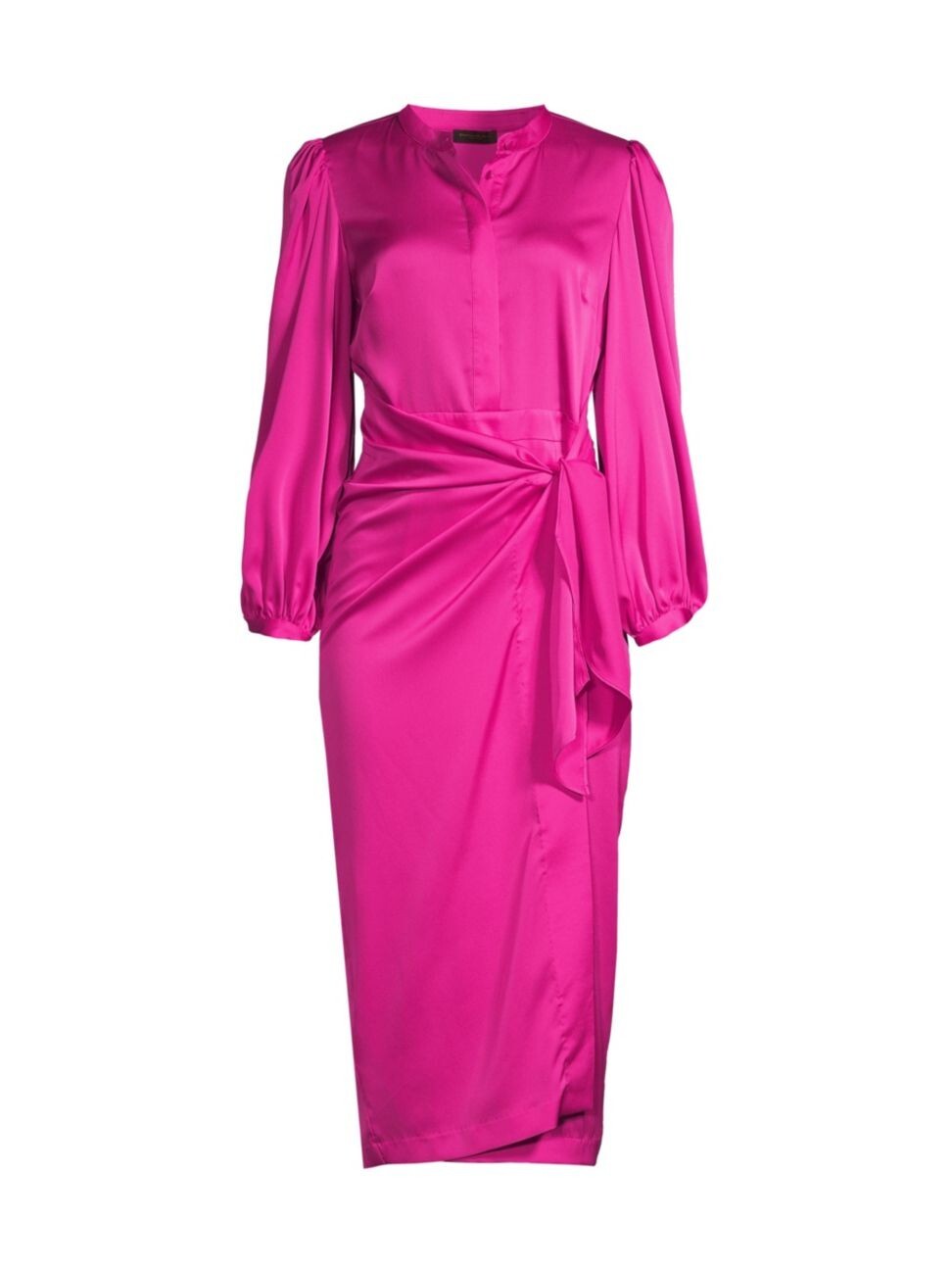 Donna Karan New York Womens Vintage Glam Satin Sarong Midi-Dress Magenta 12