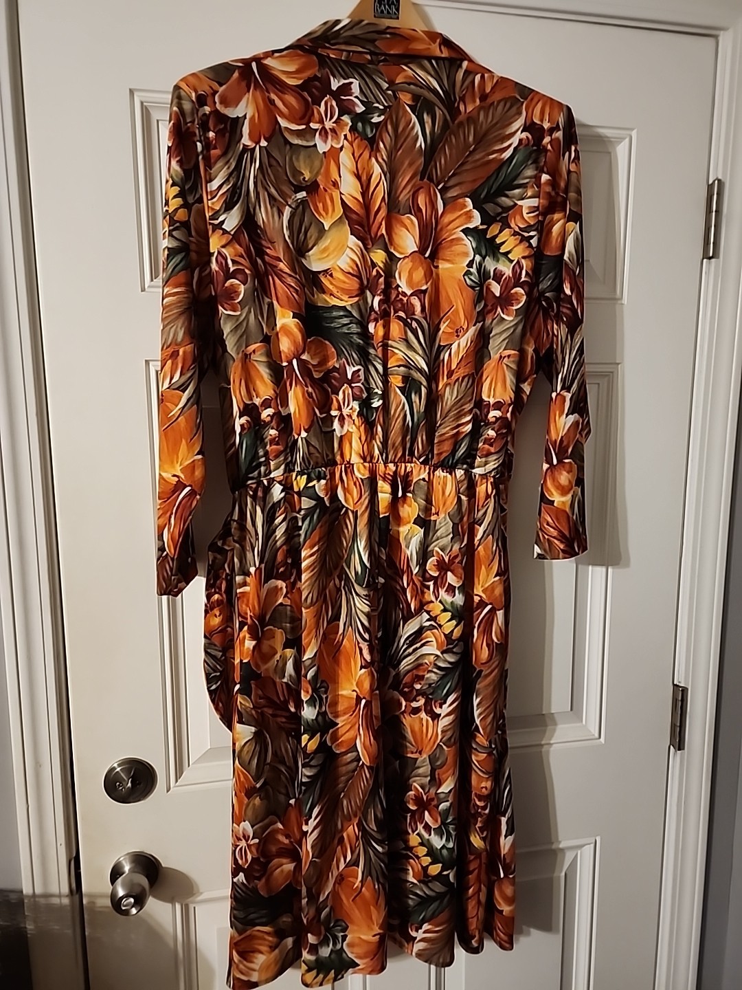 Vintage 1980s Dress Roamans Floral Tropical Wrap Beach Stretch Boho L XL 2x ?