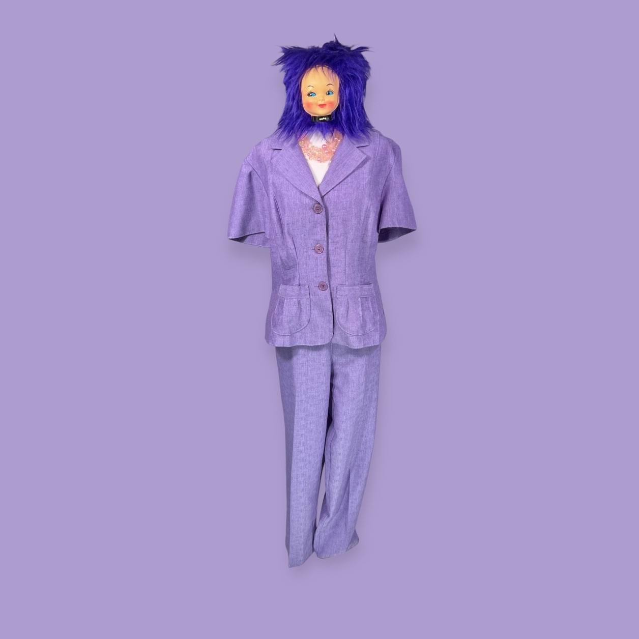 VINTAGE K-STATE TAPESTRY PATCH SUIT BLOUSE SLACKS WILDCATS SPORTS UNIFORM 14