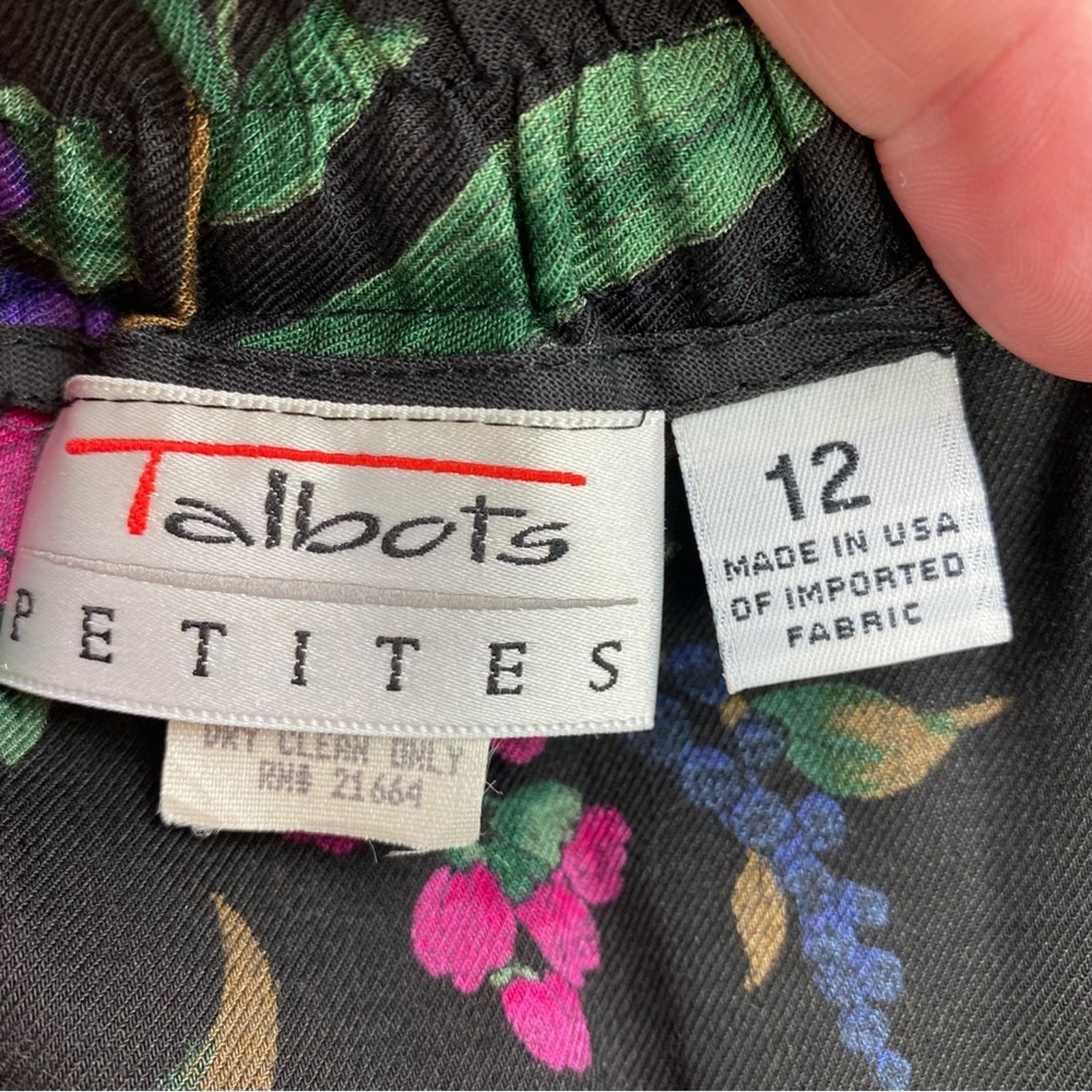 Vintage Talbots Wool Blend Knee Length Skirt Womens Size 10 Dark Floral Academia