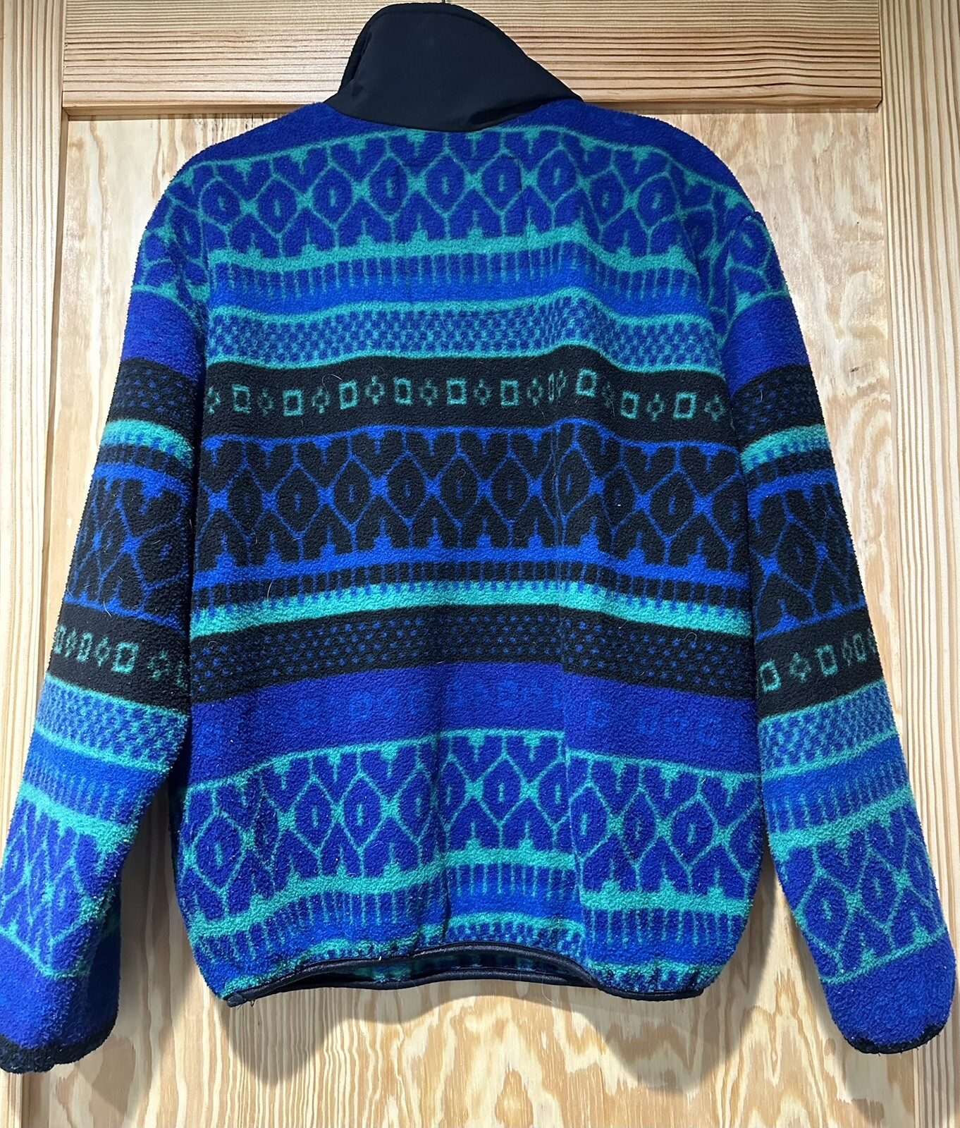 Vintage Sunbuster Geometric Fleece Pullover Size M USA Made 1980’s 1/4 Snap