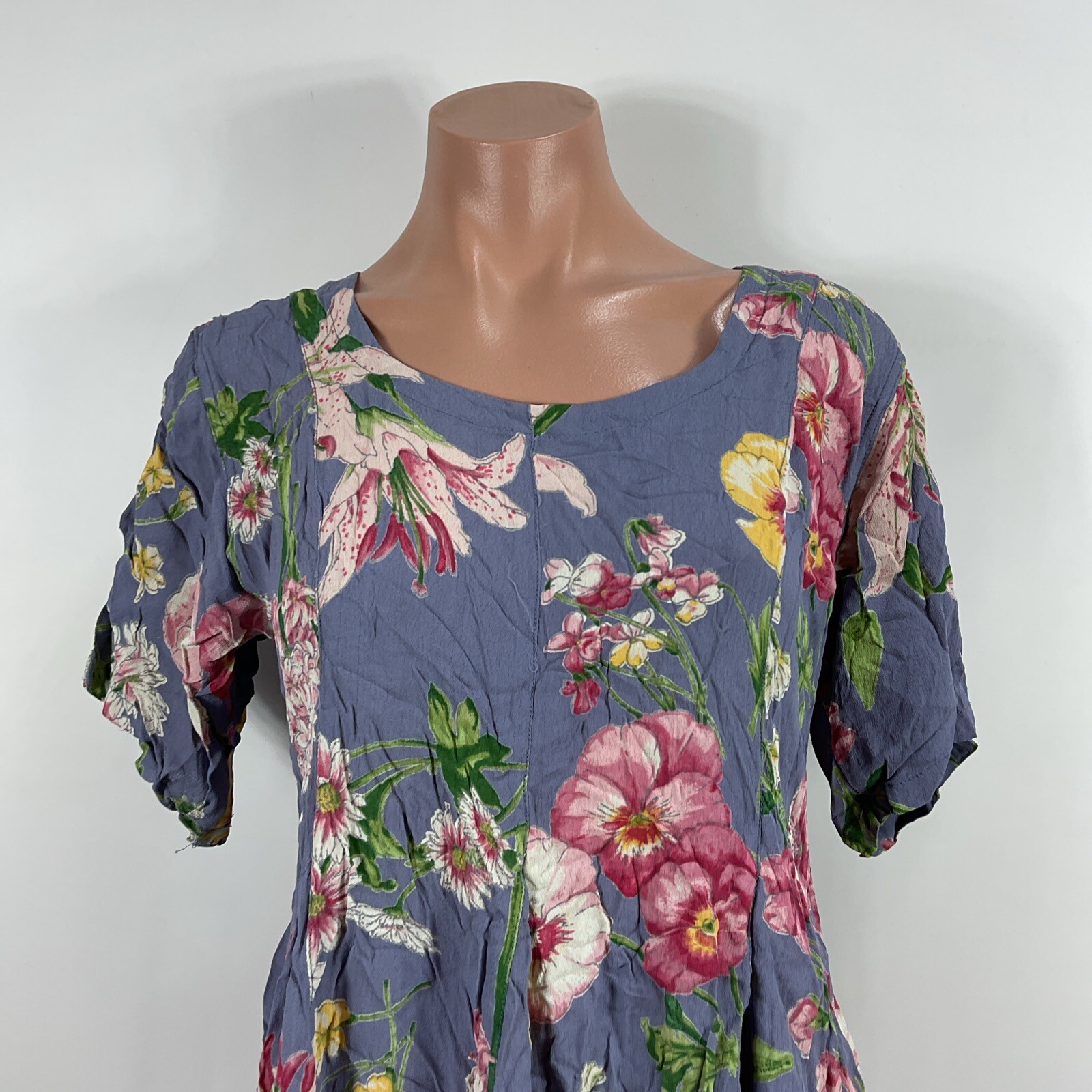 Romantic Skater Dress 90s Full Skirt Floral Starina Rayon Cottagecore Prairie
