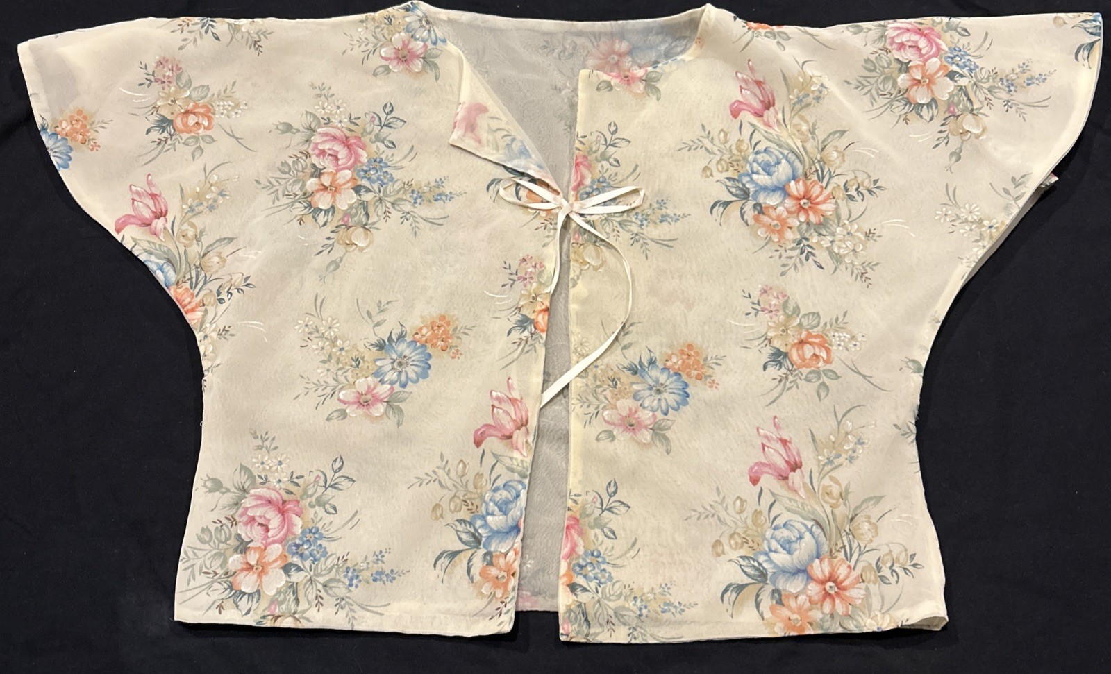 Vintage Women’s Floral Sheer Jacket Lightweight Sheer Layer Handmade A22