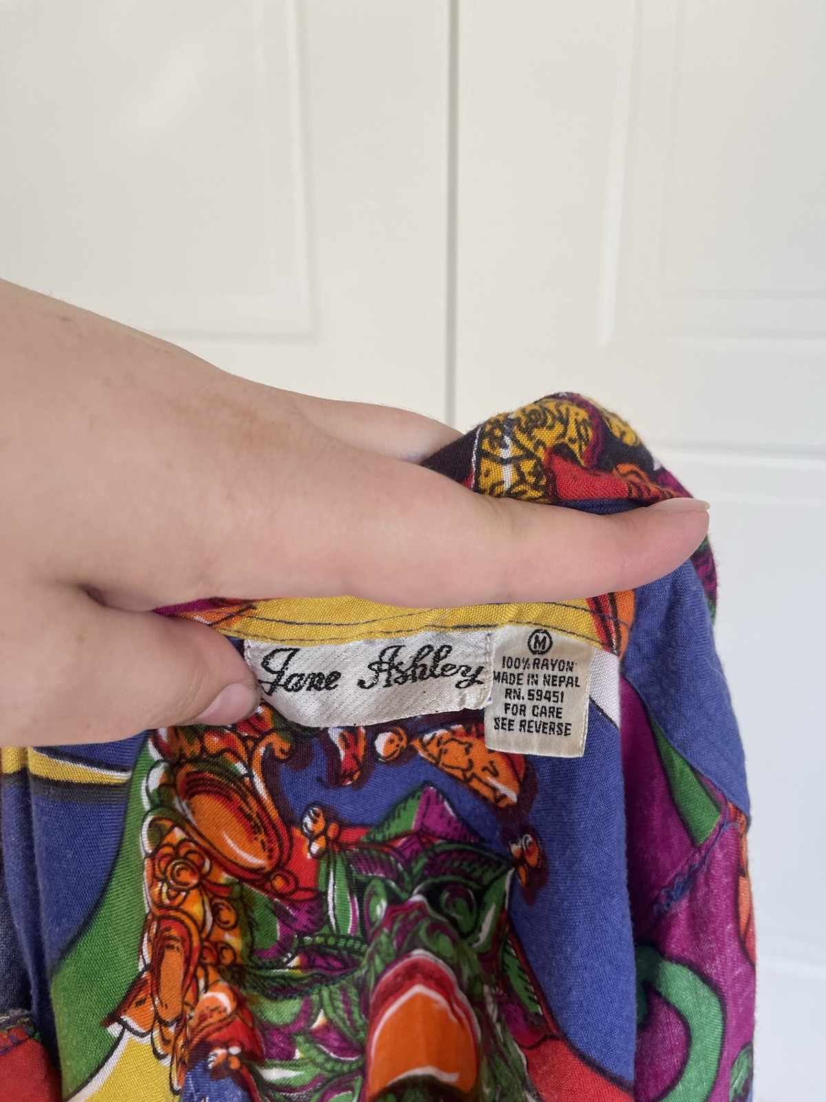 1980s Jane Ashley Sz Medium Multicolor SS Button Up w Beading, Checkers, Jewels