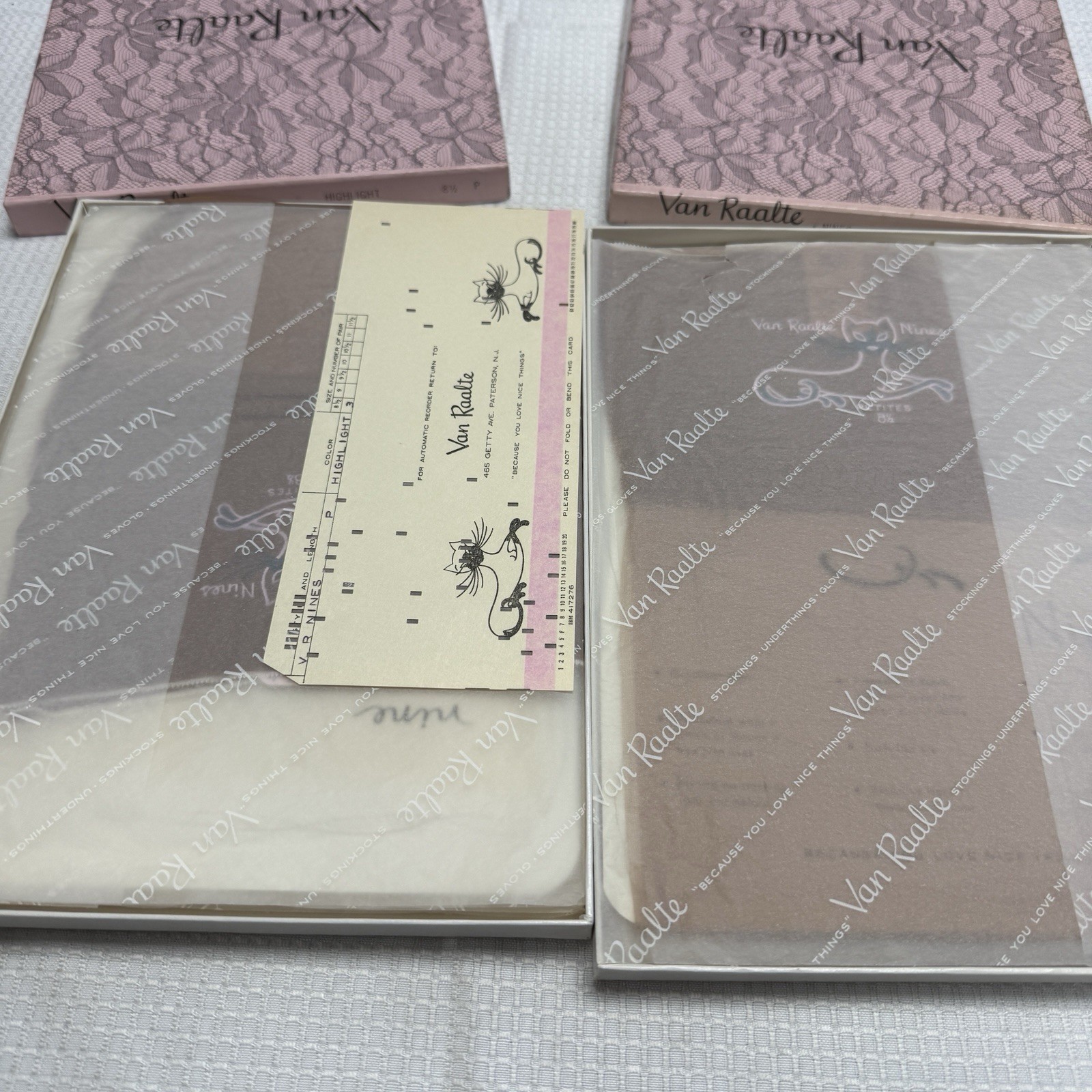 6 Vtg 50s Van Raalte Nines Highlight 8.5 P Nylon Stockings Seams New 2 Boxes