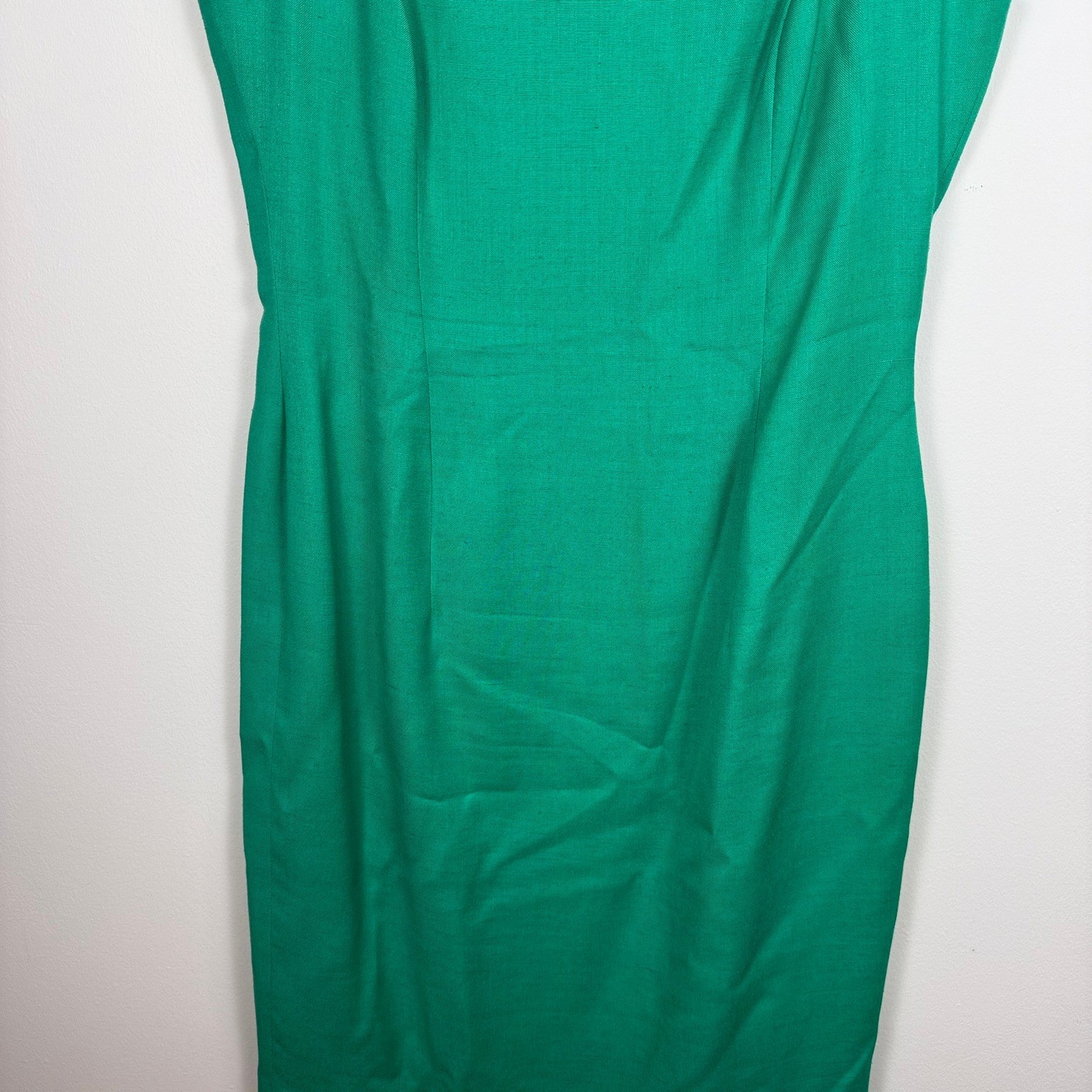 80s Liptons VTG Emerald Green Sequin Leaf Mesh Sheath Dress 12 Made in Canada