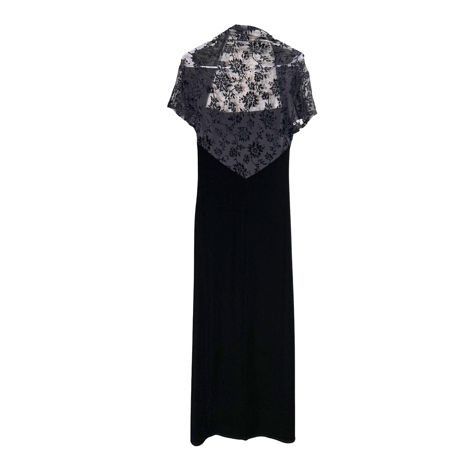 Vtg Y2K 90s My Michelle Black Burnout Velvet Maxi Dress Whimsigoth Fairy Grunge