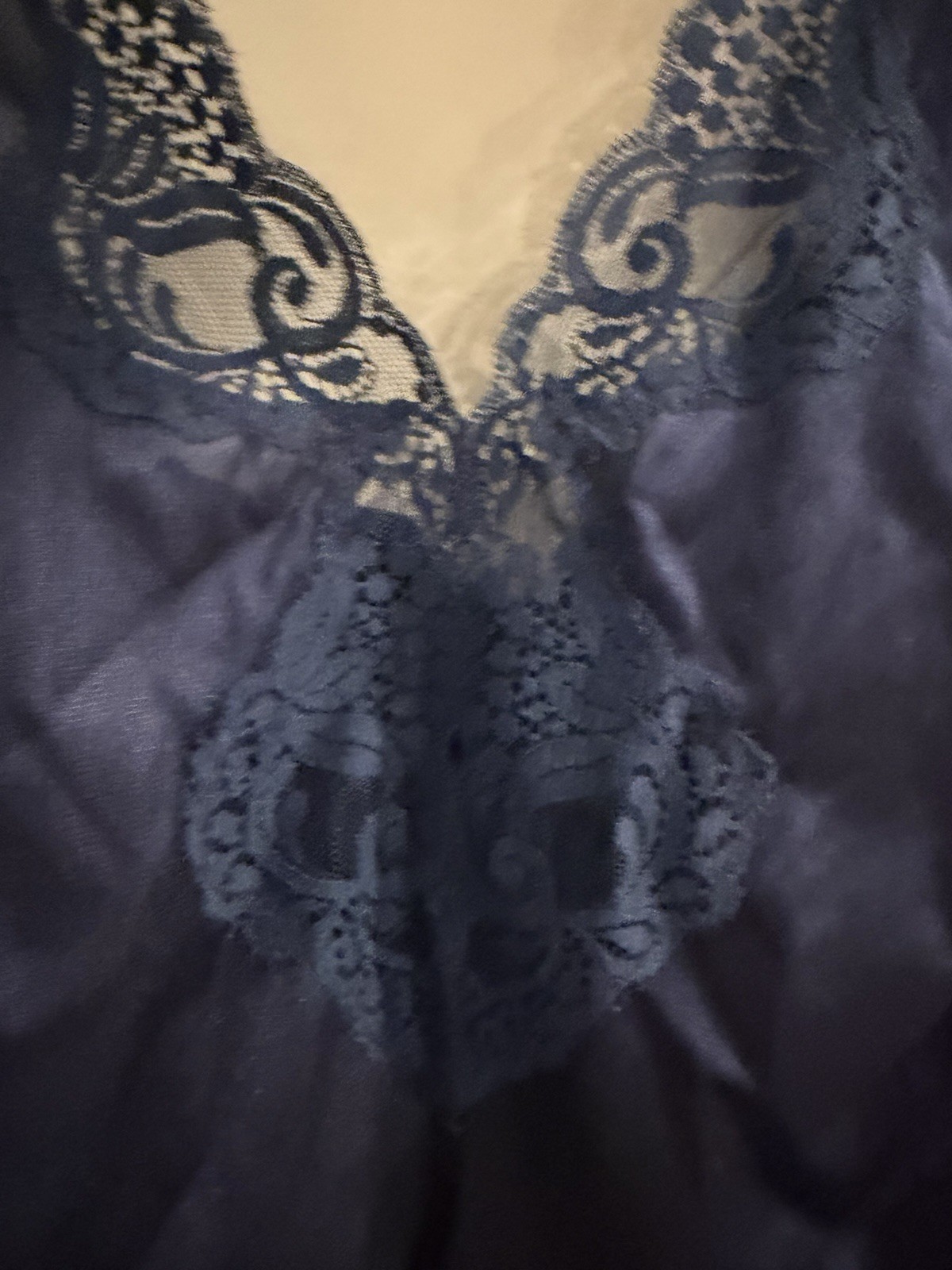 Vintage Vanity Warners Size 40 Blue Nylon Camisole with Lace Trim