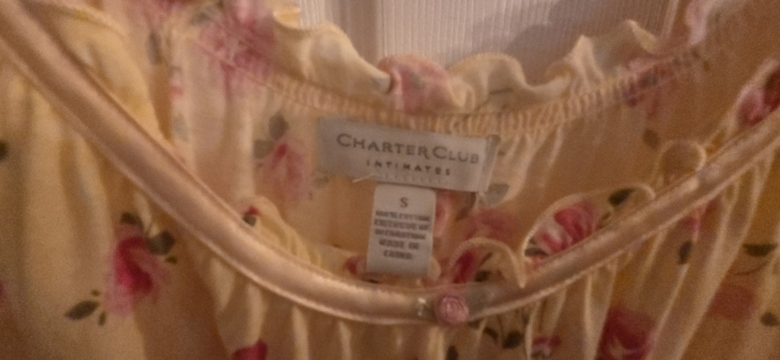Vtg charter club intimates small ladies night Gown Short Sleeve Ruffle Floral