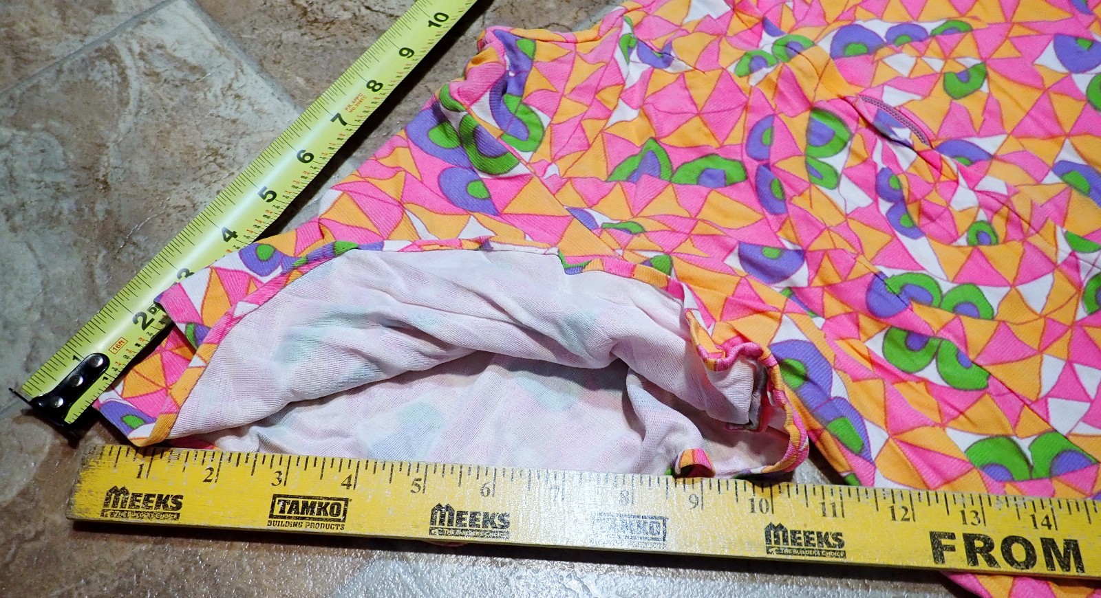 Vintage 60s Mod Psychedelic Geometric Hippie Flutter Sleeve Mini Dress XS Petite