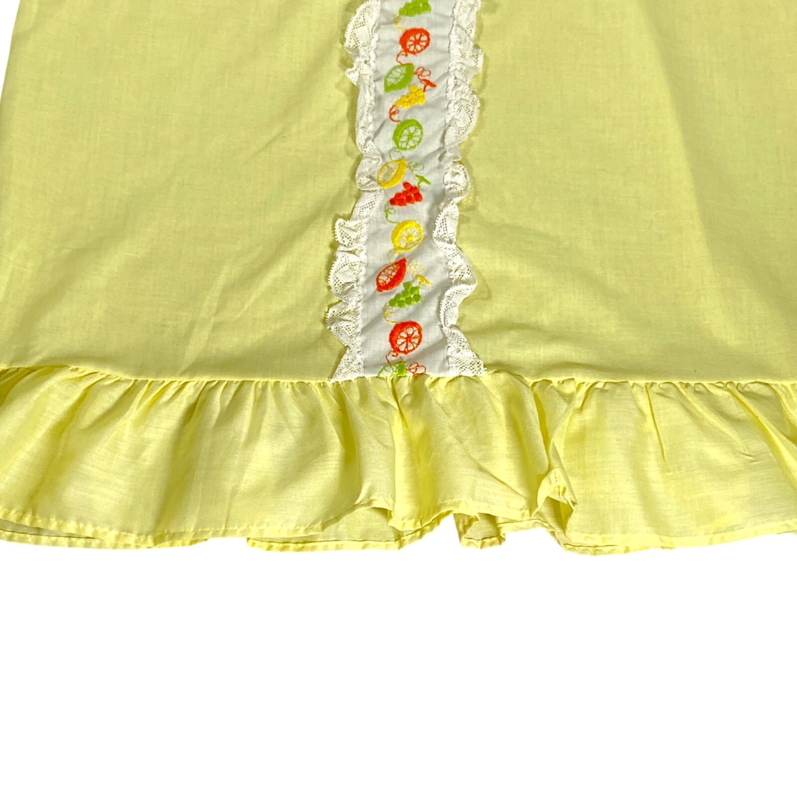Vintage Nightgown Womens L Yellow Sleeveless Embroidery Lace Rushed Hem Modest