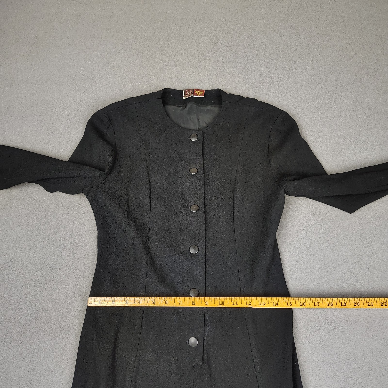 Vintage Anne Klein 100% Wool Dress 6 Black Fit Flare Gothic Dark Romantic USA