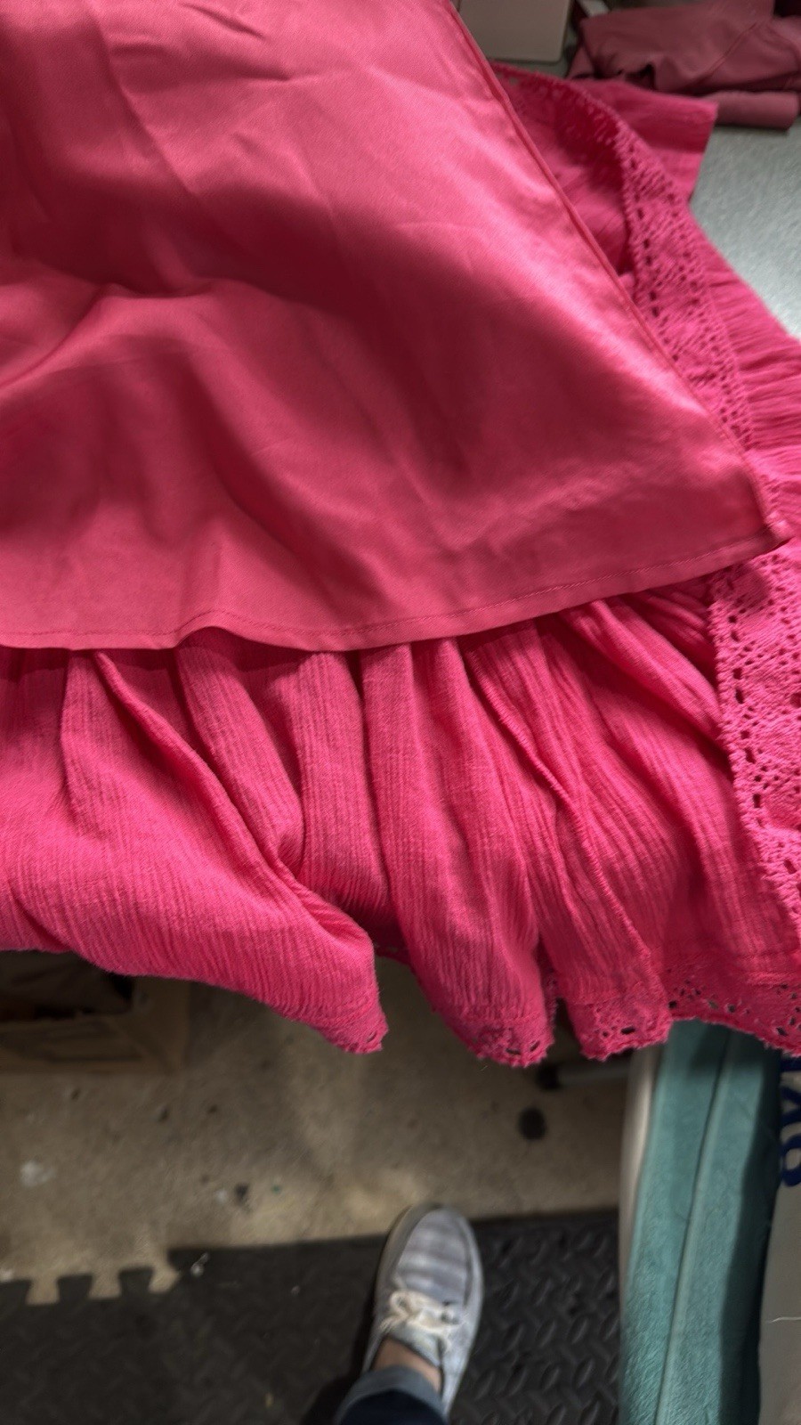 Vintage 80s Nieman Marcus Hot Pink Mexican Wedding Maxi Dress Boho M Lace Bell