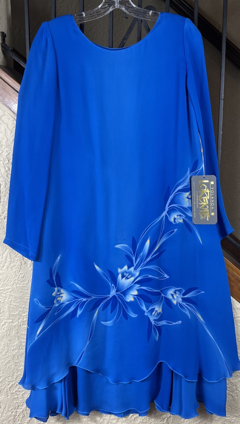 VTG Yolanda Lorente Dress One Of A Kind Hand Painted Silk Women’s M NWT