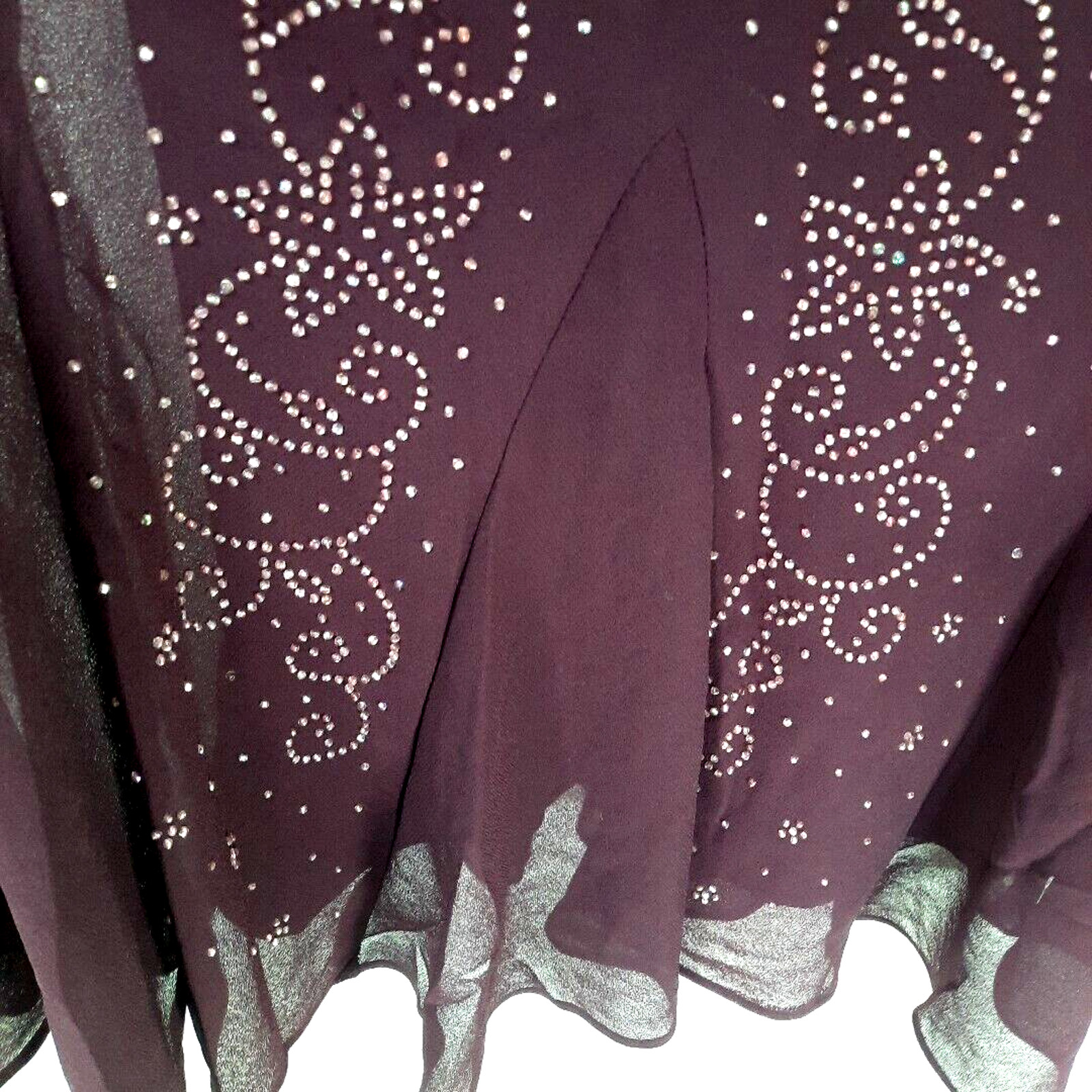 Vintage R&M RIchard Beaded Sheer Maxi Dress Sz 14 Burgundy Whimsigoth Dark Fairy