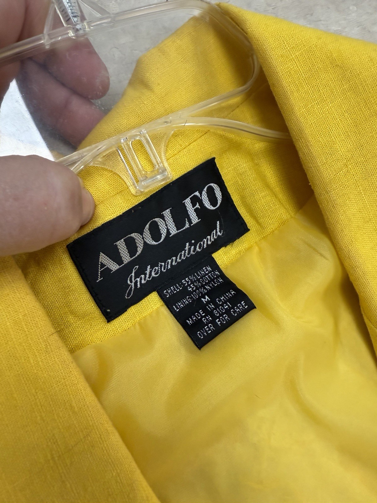Vintage 80s/90s Adolfo International Yellow Linen Blend Sequin & Beaded Blazer M