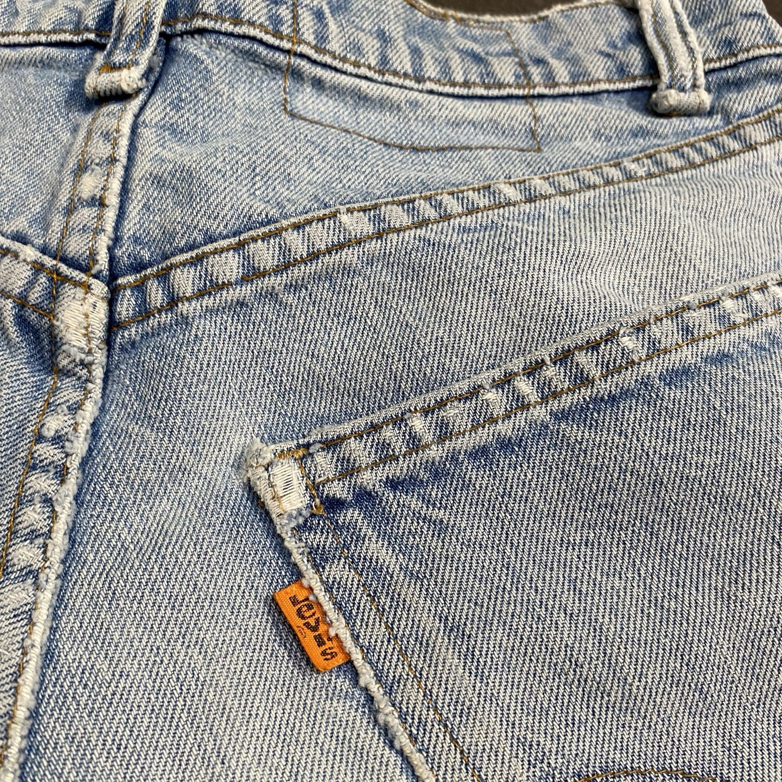 Vintage 70s Levi’s Orange Tab Light Wash Cutoff Shorts Distressed 80s 90s READ