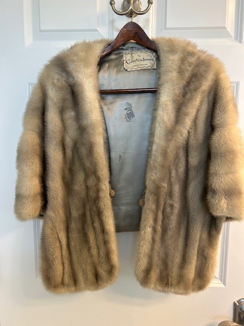 Vintage Cerulean Brand EMBA Natural Blue Mink Cape/ Stole 1950’s OS