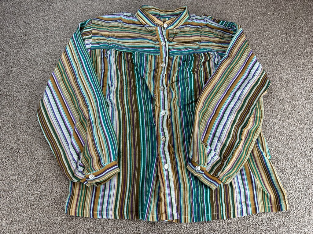 Aladdin Disco Shirt Colorful Womens USA Button Down Striped Colorful VTG