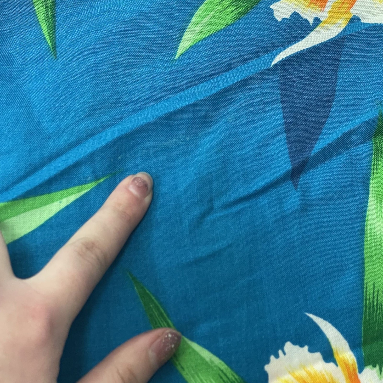 Vtg 80’s Wild Honey California Blue FLORAL Flowers Tropical HAWAIIAN Rayon Skirt