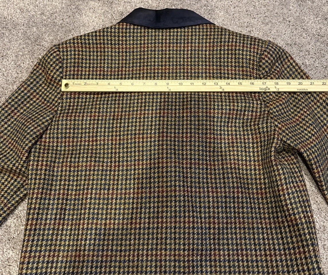 Vtg International Scene Wool Blazer Houndstooth Suede Collar Womens 10 Russia