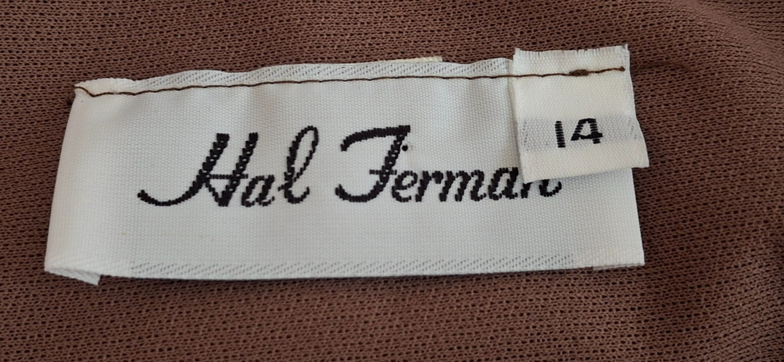 Hal Ferman Vintage Dress Pleated Mocha Brown Belt Flared Skirt Long Sleeve Sz 14