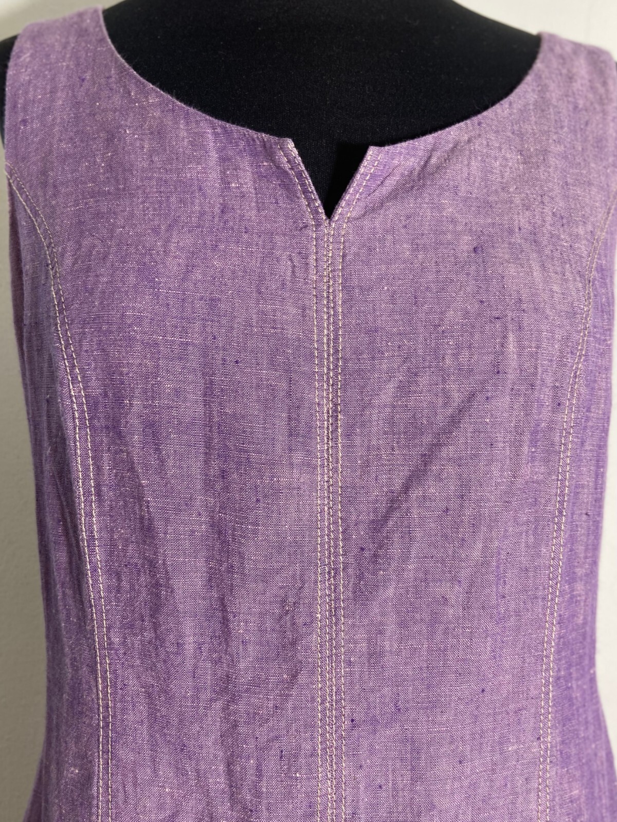 Women’s Vintage Lilac Linen Dress | Simple Summer Shift Dress | Size EU 40