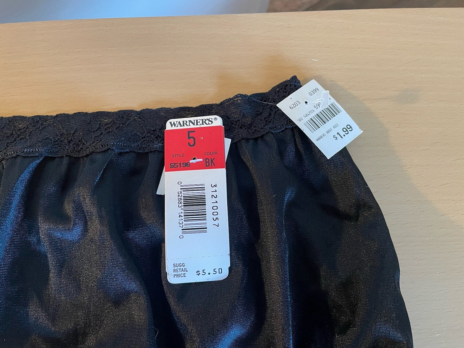 Vintage WARNERS Black Panty Style 55196 Size 5 NWT