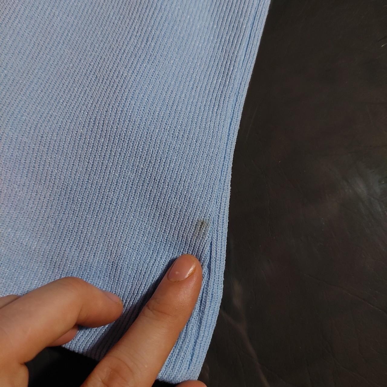 Vintage baby blue high neck zip back top.