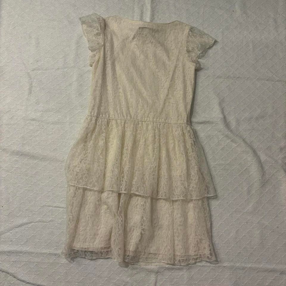 Joni Blair of California 70s sz 5 white lace cap sleeve ruffled tiered dress