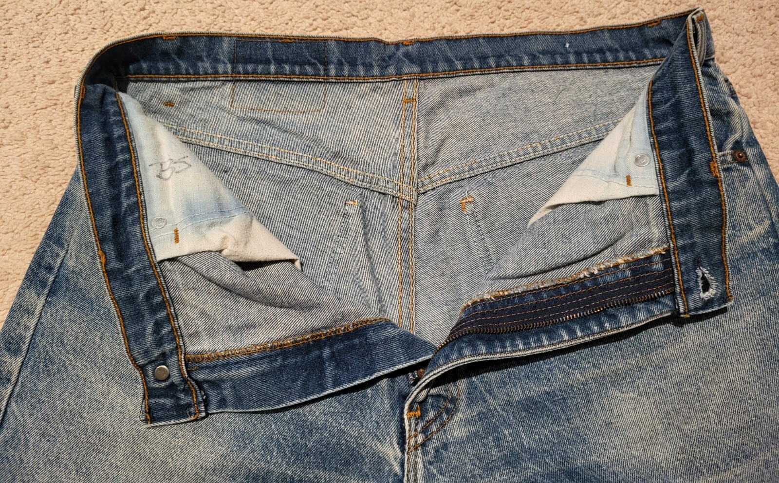 VTG 1970s Levis 505 Orange Tab Cutoff Jean Shorts Tag 38 Waist FIT 36 Hige Fade