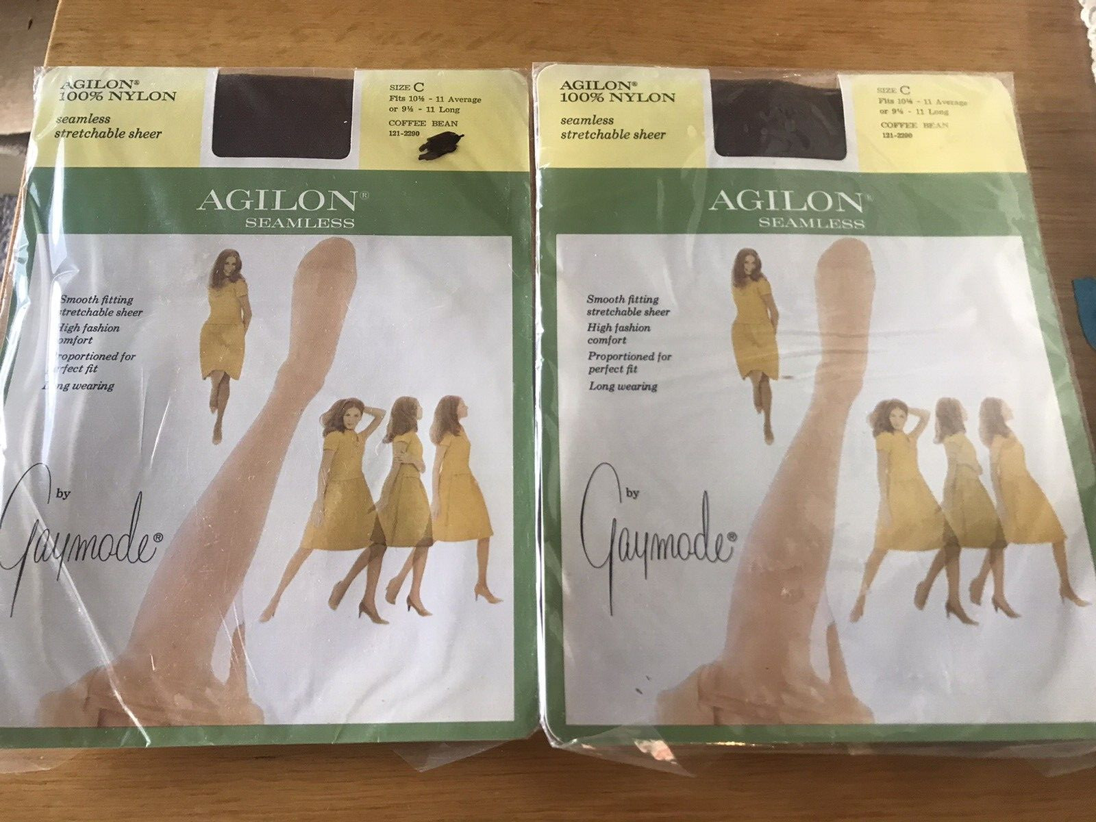 Vtg Gaymode Stockings Lot of 2 Agilon Seamless Size C Coffee Bean 10 1/2-11 NEW