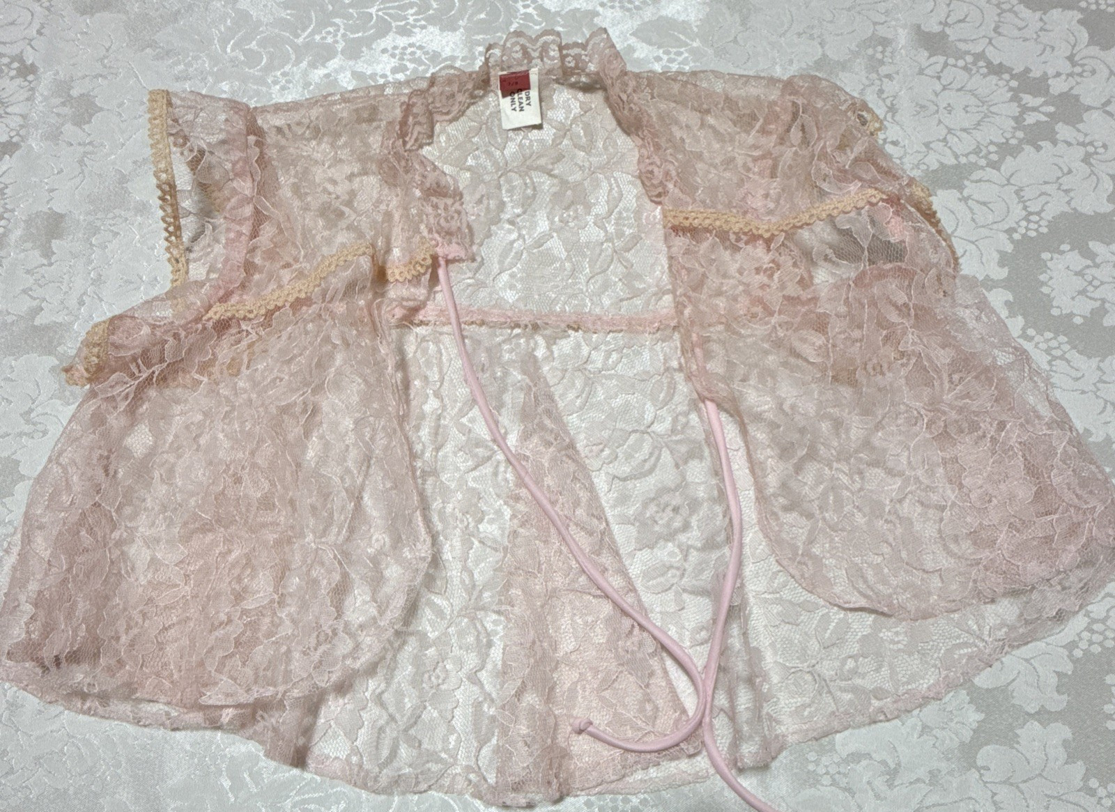 VTG Babydoll Pleated Dress Gown Size 7/8 pink Sheer Cape Bridesmaid Fairy