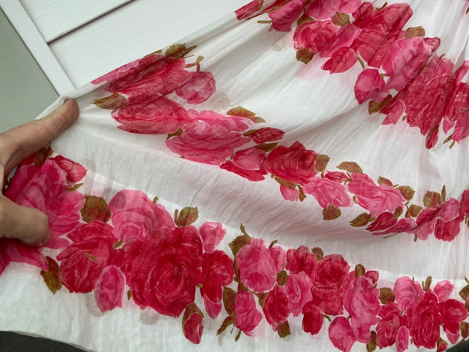 1950s Sleeveless Pink Rose Print Flowy Summer Cotton Vintage Dress Saba Juniors