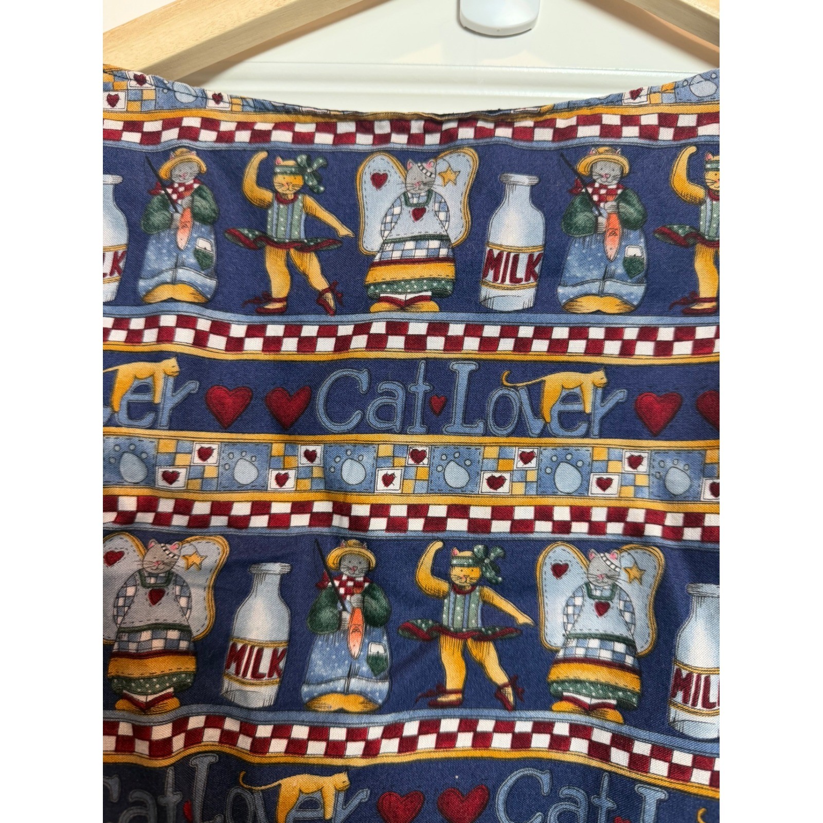 On Tour Vintage Cat Lover Novelty Print Vest Blue Cotton Button Front Large USA