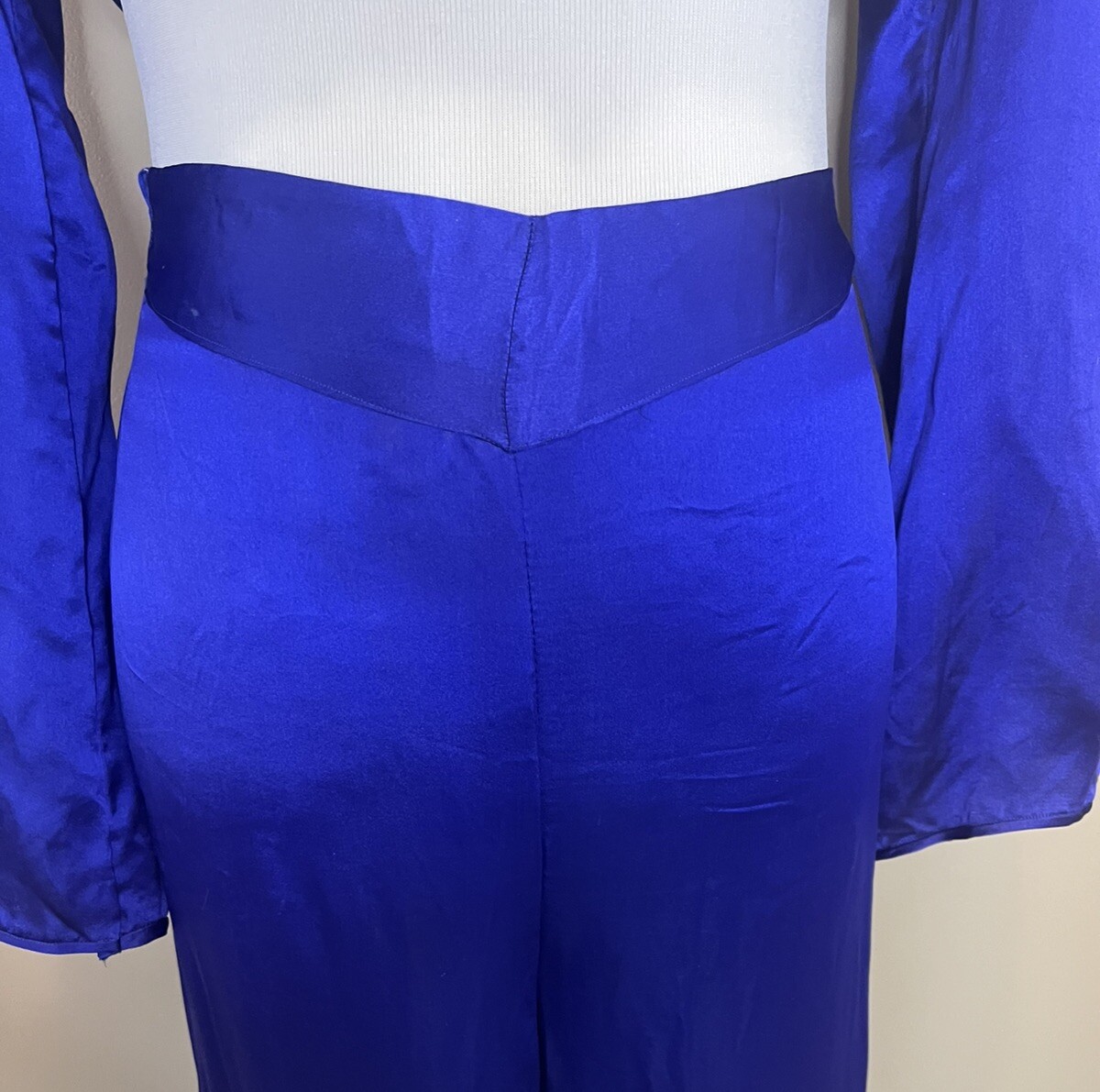 Vtg 50s Japan Quilted Jacket Lounge Set Embroidered Blue Satin Sun Bros Asian