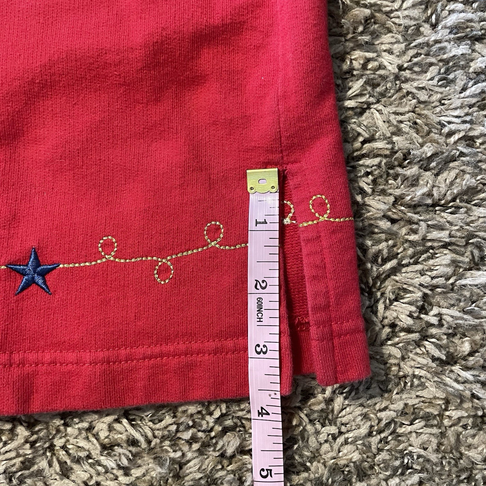 Vintage The Quacker Factory Red Flag Star Embroidered T Shirt Maxi Dress Plus 1X