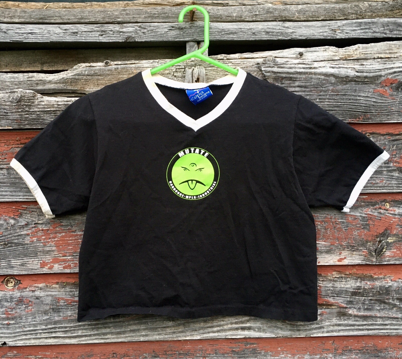 VTG 1990s MUTATE T-Shirt Crop Top Hardcore Mpls Industrial Mr YUK I F*** Your BF