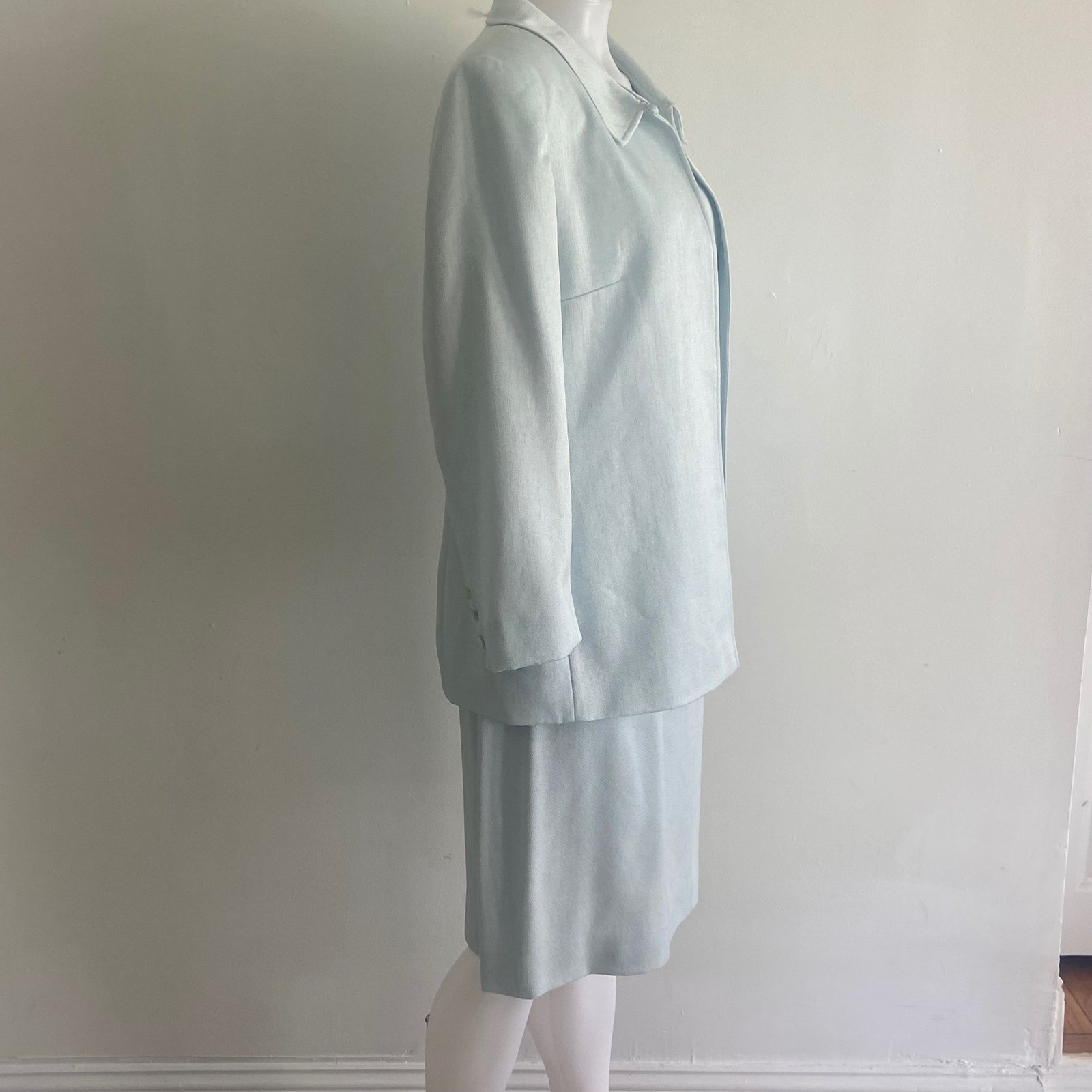John Meyer of Norwich 3 Piece Skirt Suit Set Light Blue Pastel Size M Vintage