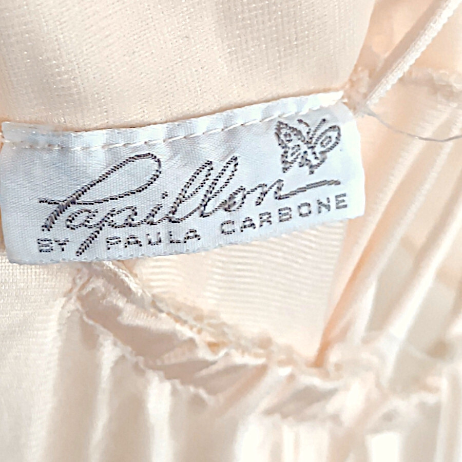 Vintage rare 70s butterfly embroidered slip nightgown Papillon by Paula Carbone