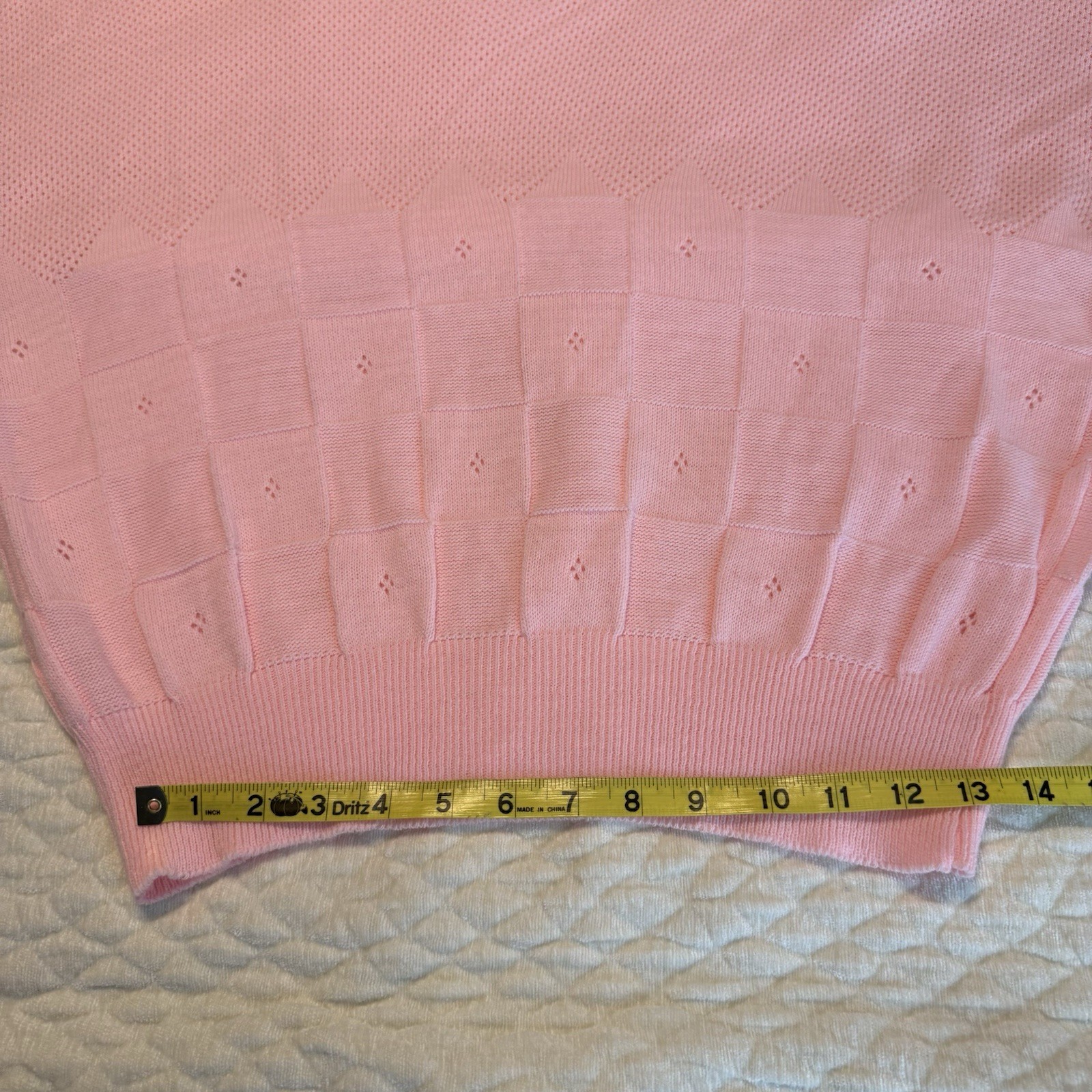 Vintage 80s Pink Lightweight Knit Sweater Women’s Size XL Pointelle Pastel
