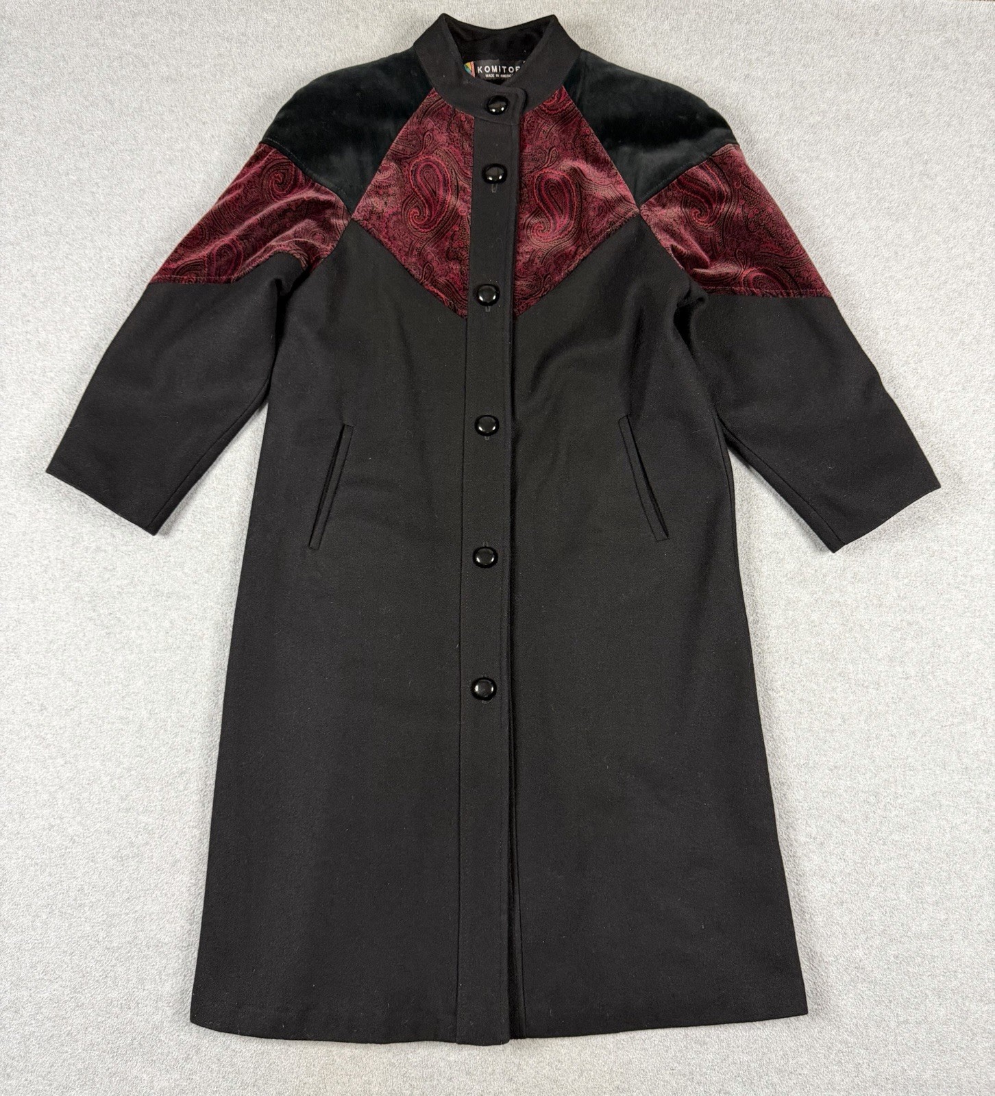 Vintage Monitor Womens Trench Coat Black Contrast Shoulders no size (L/XL) ILGWU