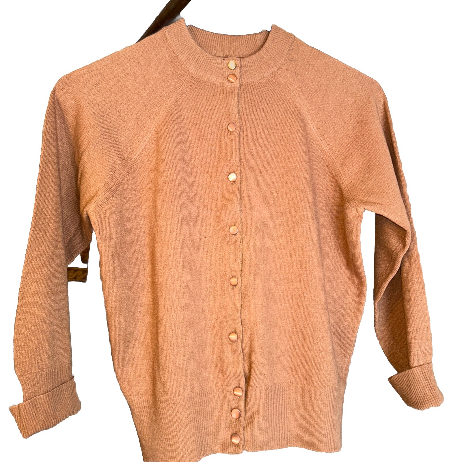 Vintage RUST Lambswool Cardigan – Small to Medium (40)